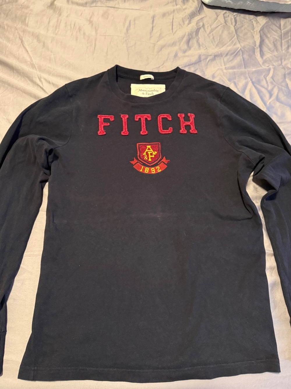 Abercrombie & Fitch Navy Long-Sleeve with Red 'Fitch' Crest